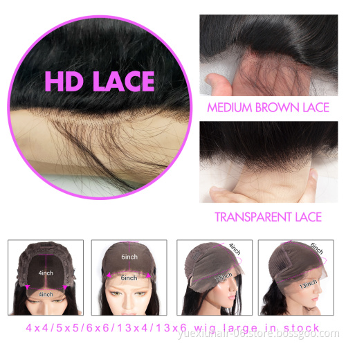 Wholesale Brazilian Virgin 4x4 5x5 6x6 HD Lace Closure Frontal Wig Glueless Straight Raw Human Hair HD Lace Wigs